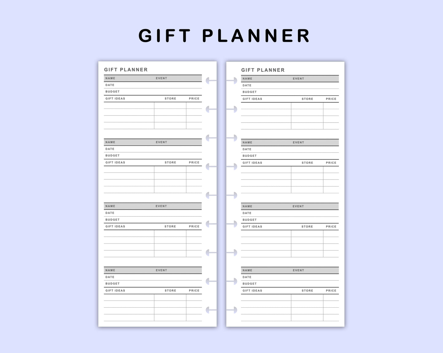 Skinny Classic HP Inserts - Gift Planner