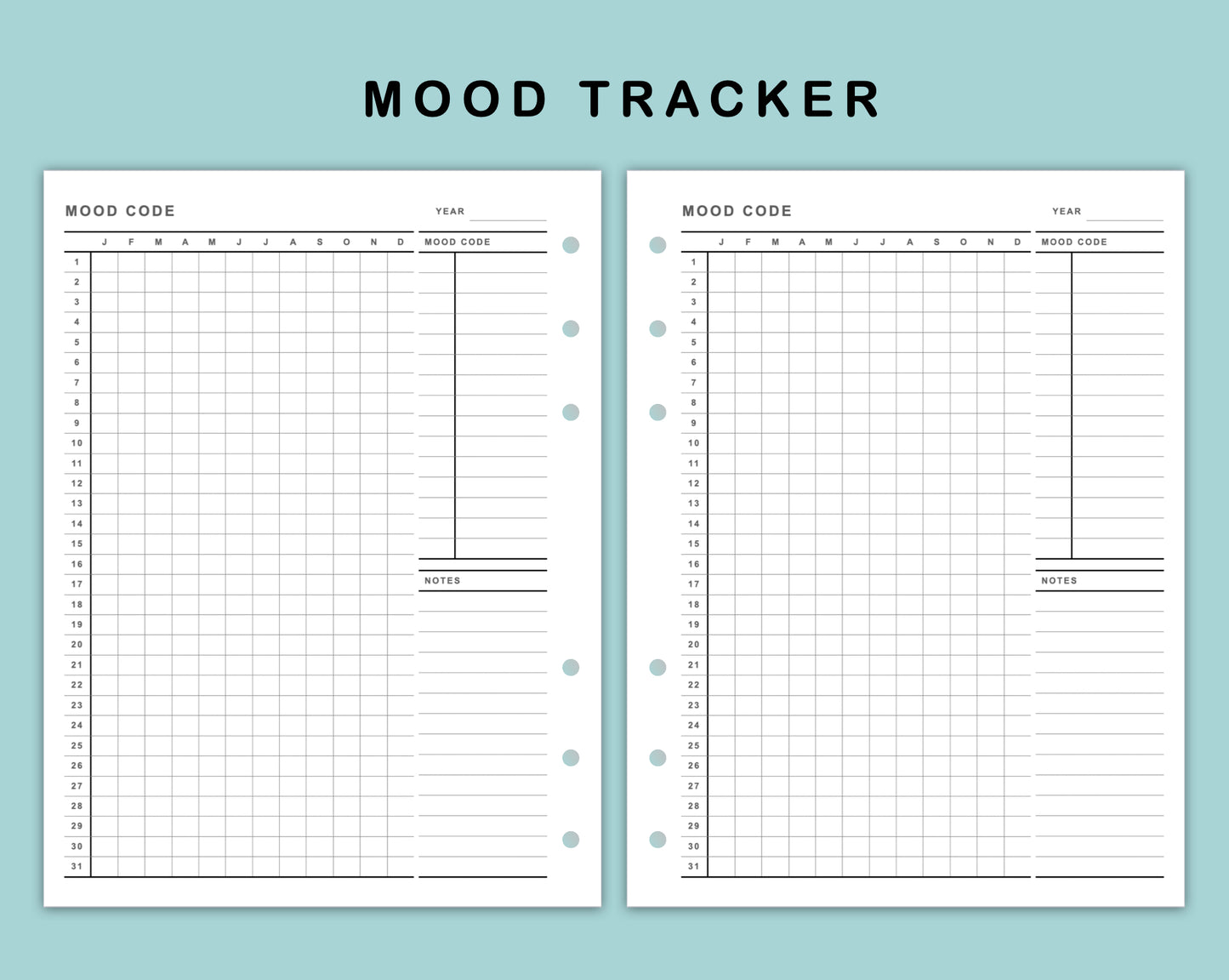 B6 Wide Inserts - Mood Tracker