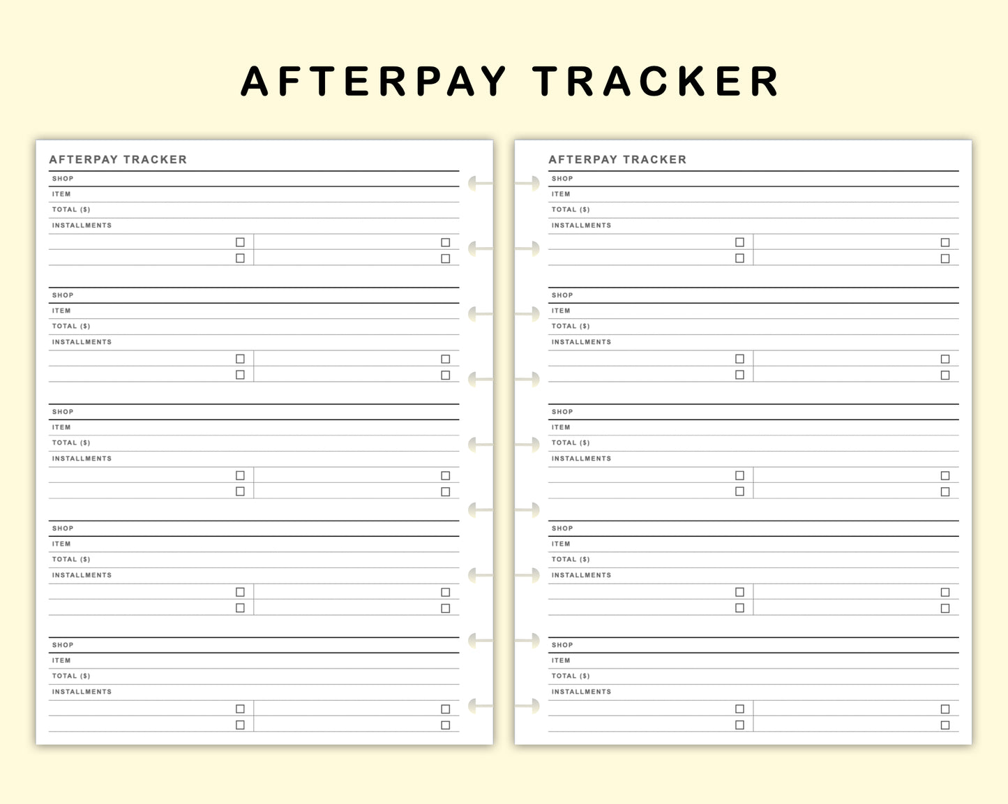 Classic HP Inserts - Afterpay Tracker