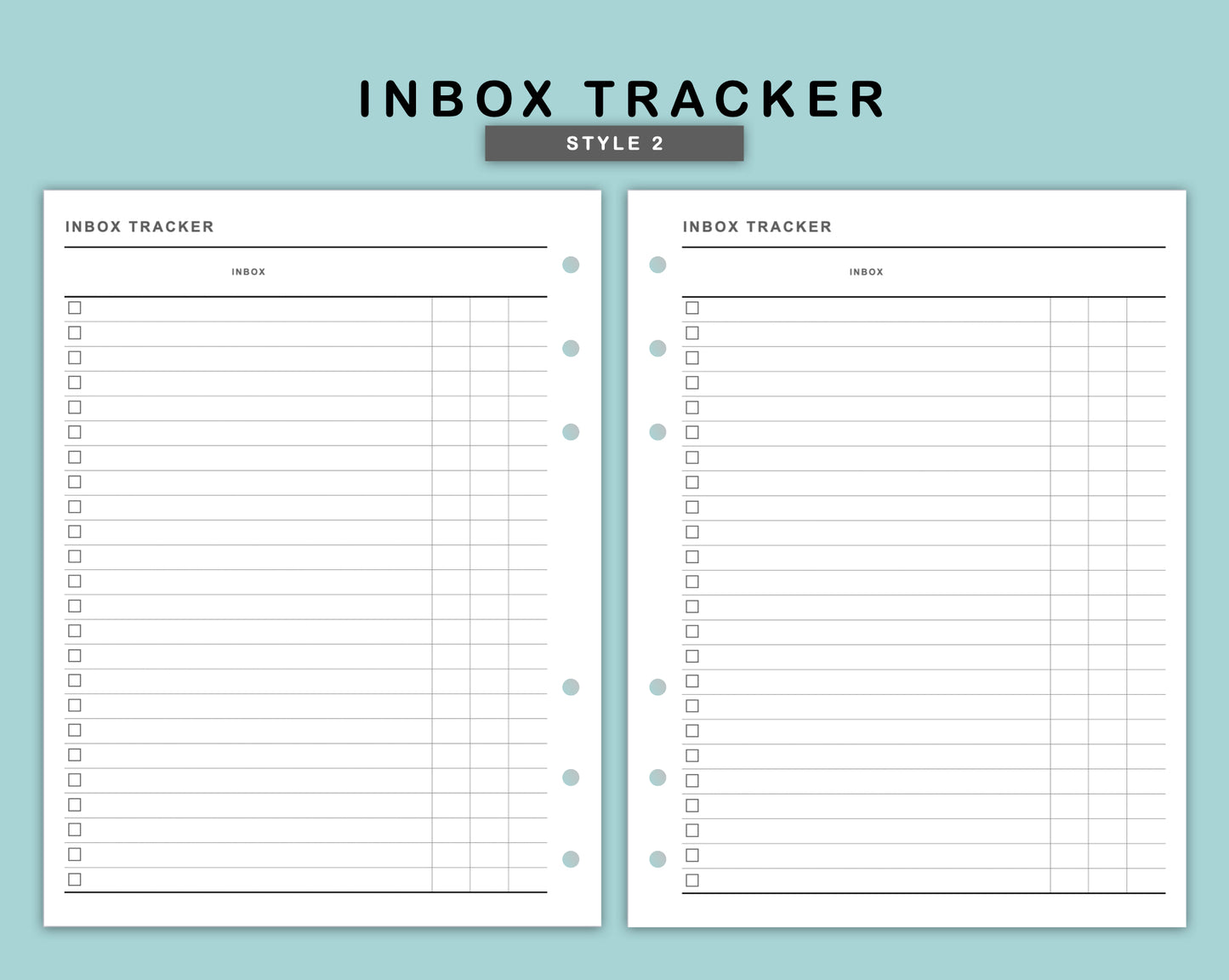 B6 Wide Inserts - Inbox Tracker