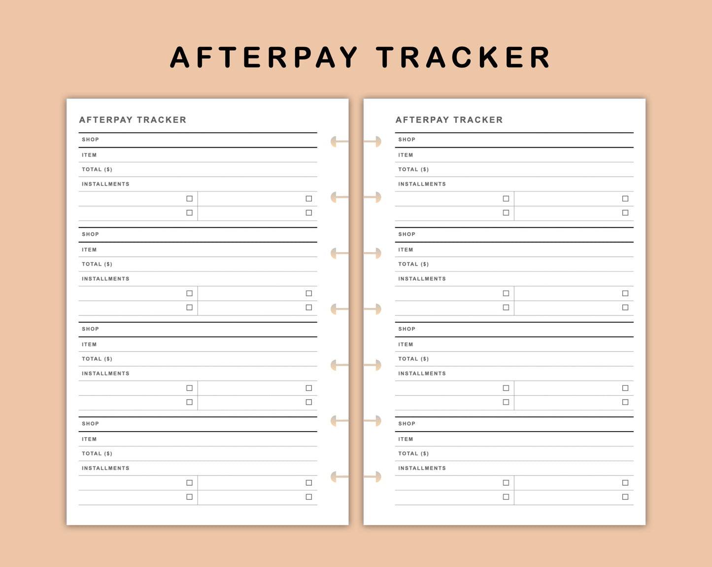 Mini Happy Planner Inserts - Afterpay Tracker