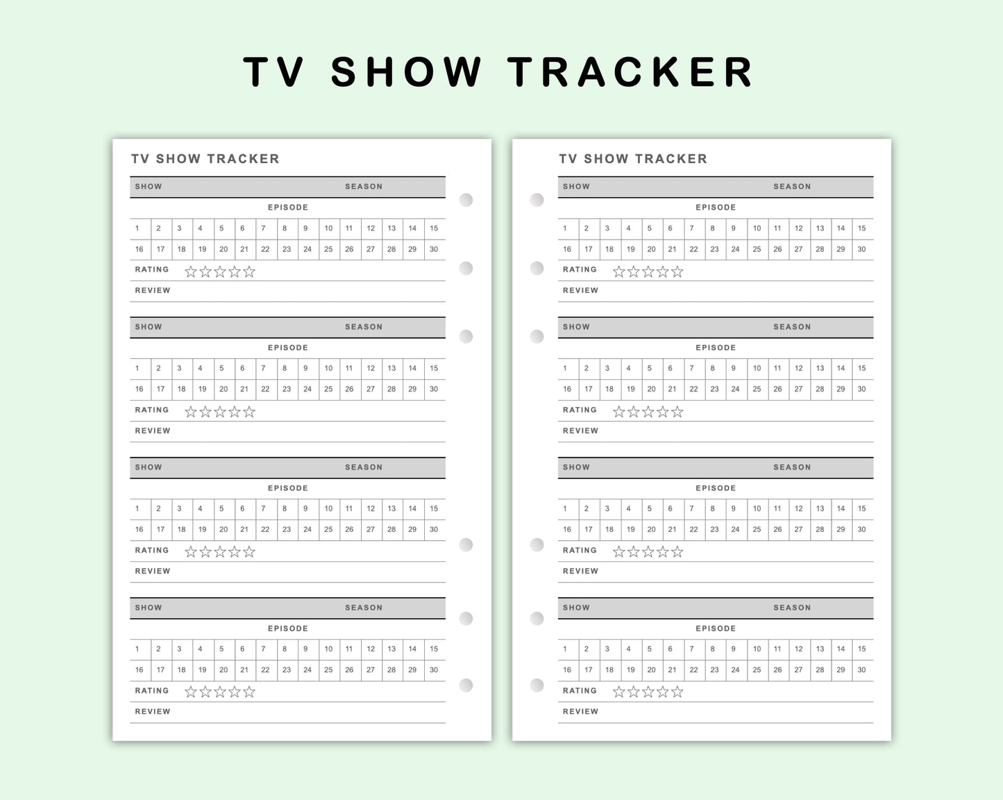 FC Compact Inserts - TV Show Tracker