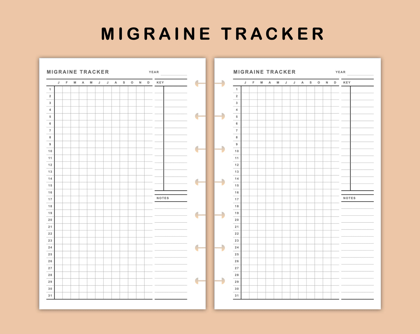 Mini Happy Planner Inserts - Migraine Tracker