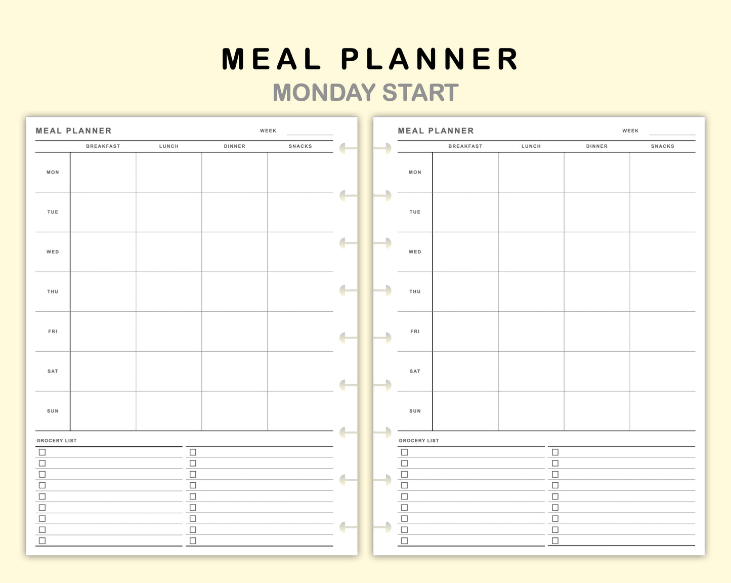 Classic HP Inserts - Meal Planner with Grocery List