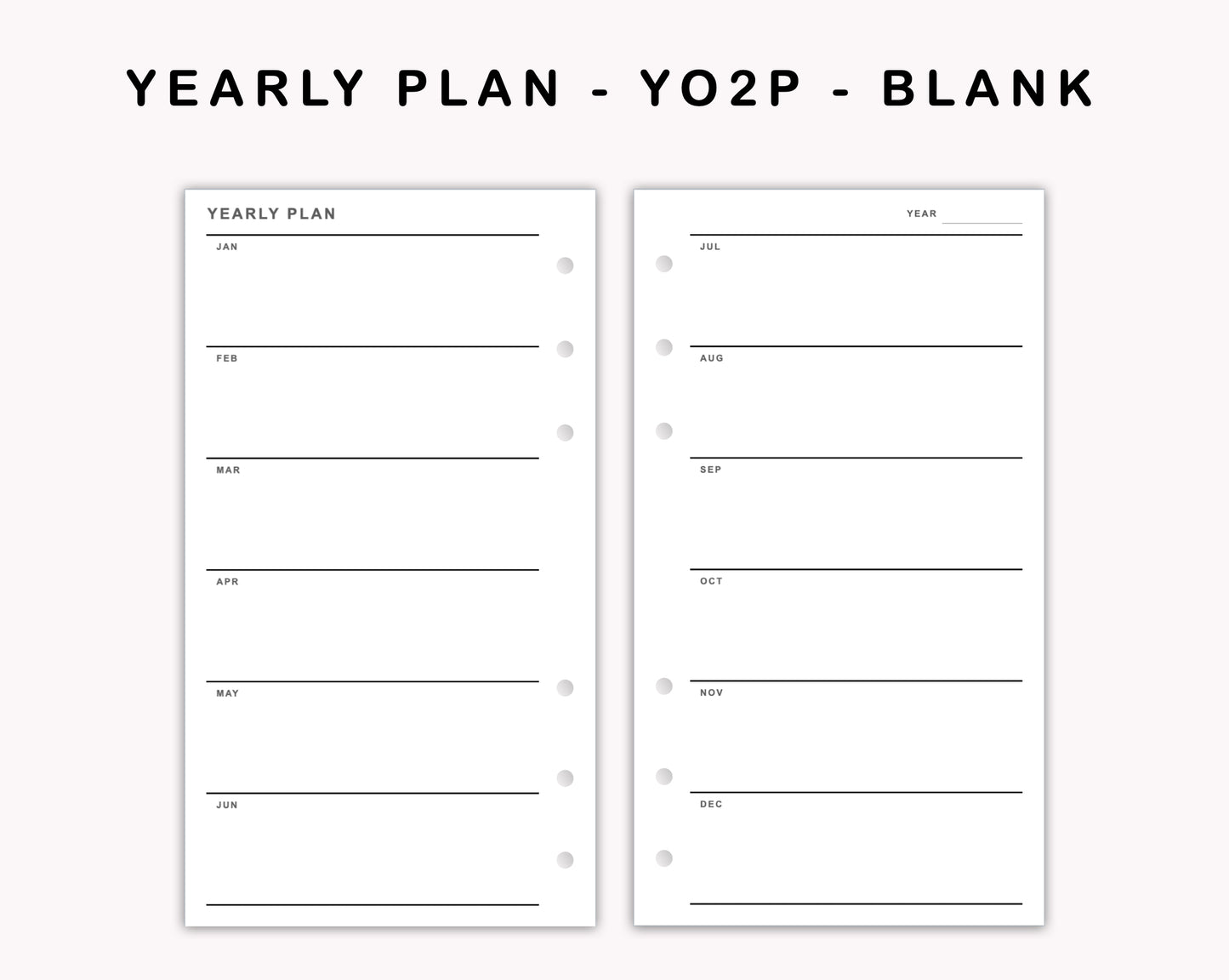 Personal Inserts - Yearly Plan - YO2P - Blank