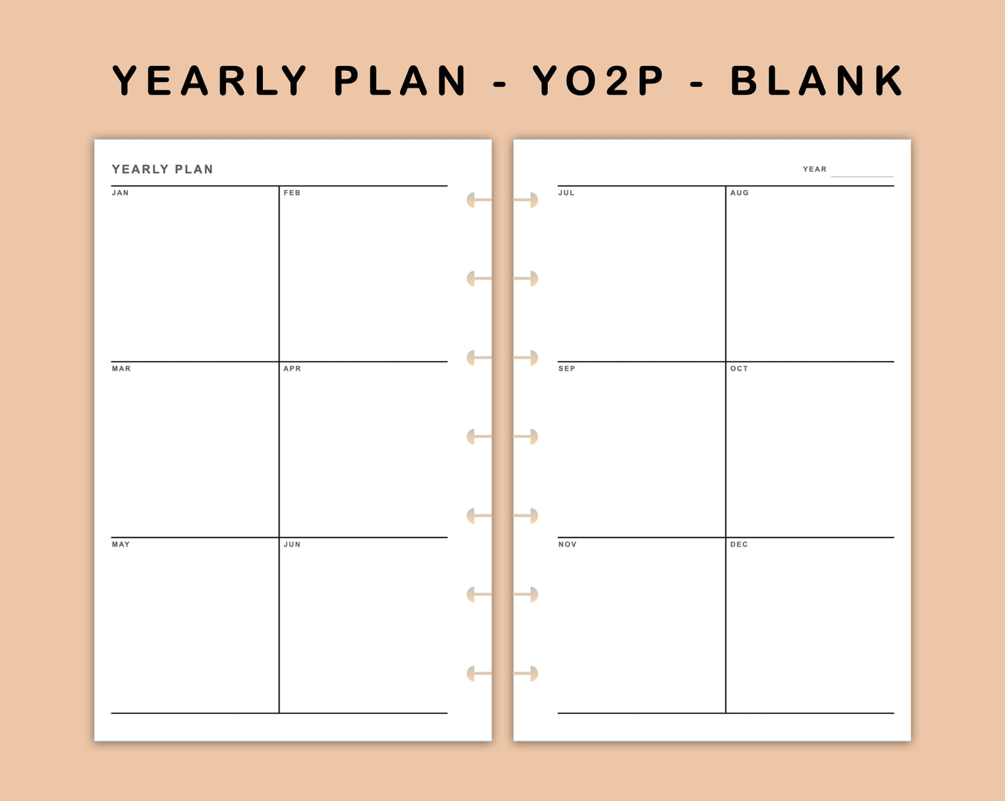 Mini Happy Planner Inserts - Yearly Plan - YO2P - Blank