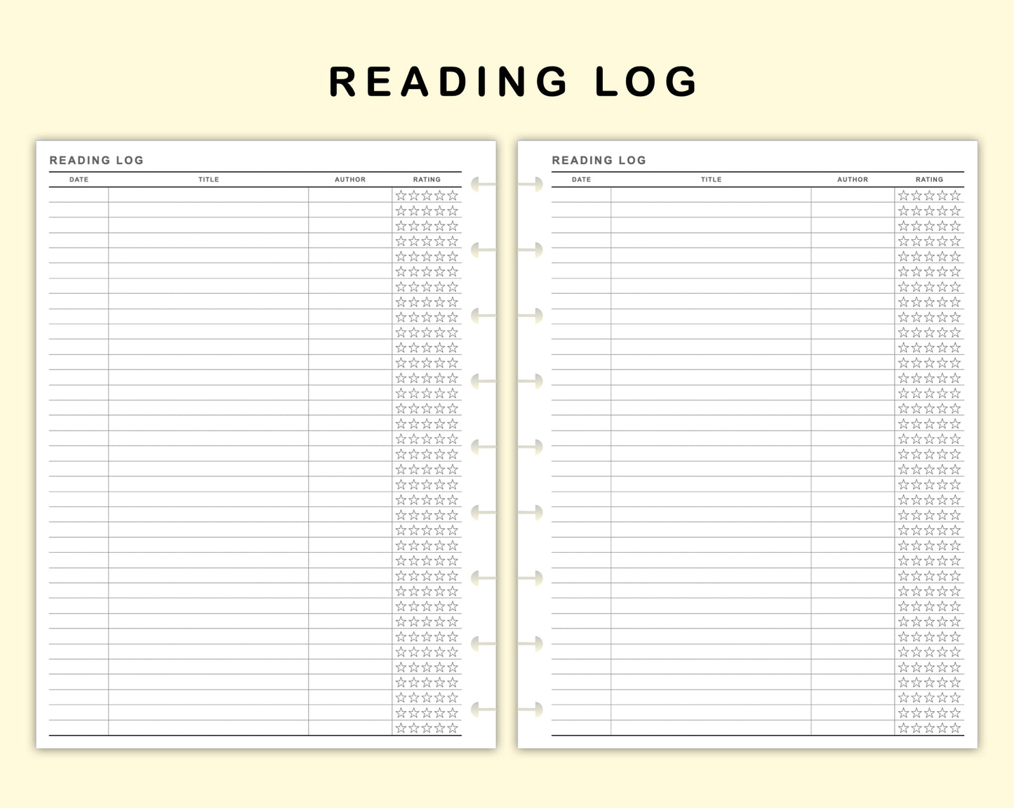 Classic HP Inserts - Reading Log