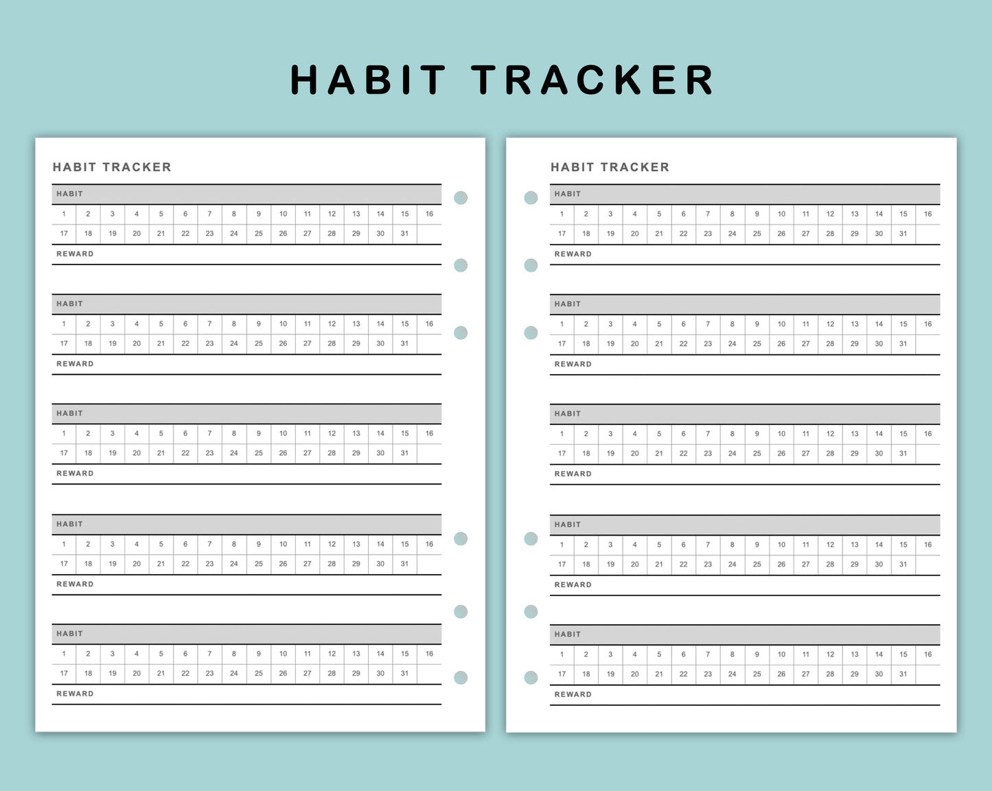 B6 Wide Inserts - Habit Tracker