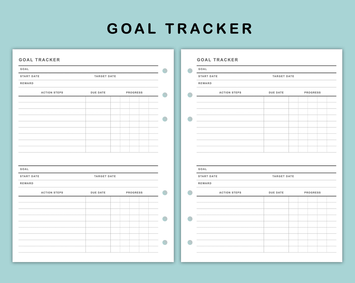 B6 Wide Inserts - Goal Tracker
