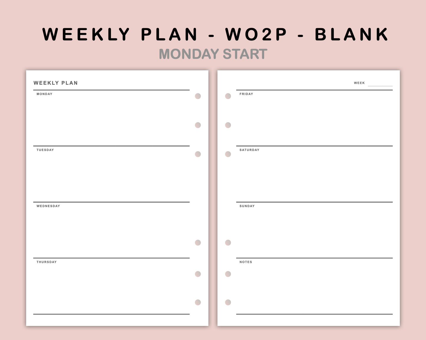 B6 Inserts - Weekly Plan - WO2P - Blank