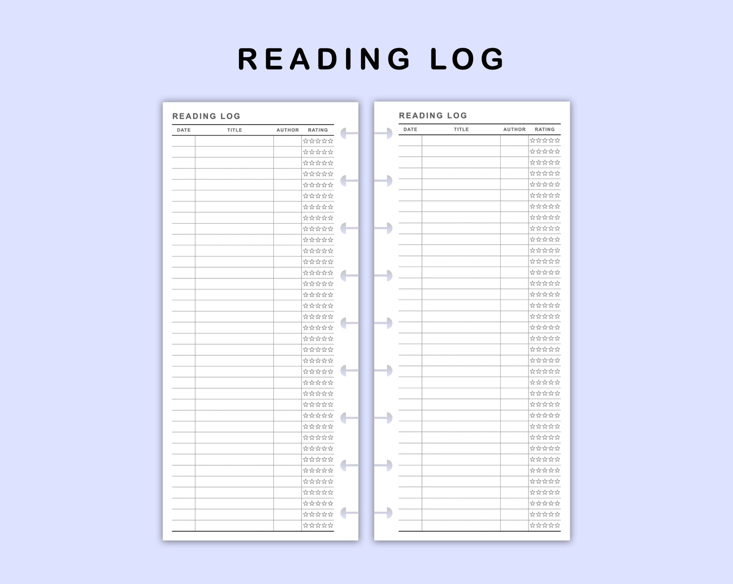 Skinny Classic HP Inserts - Reading Log