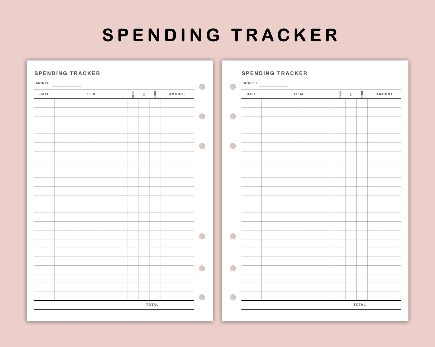 B6 Inserts - Spending Tracker