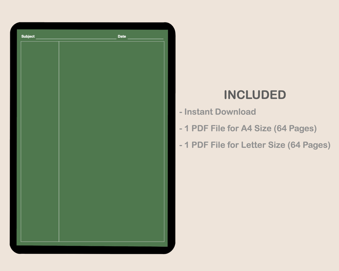 Digital Cornell Notes - Green