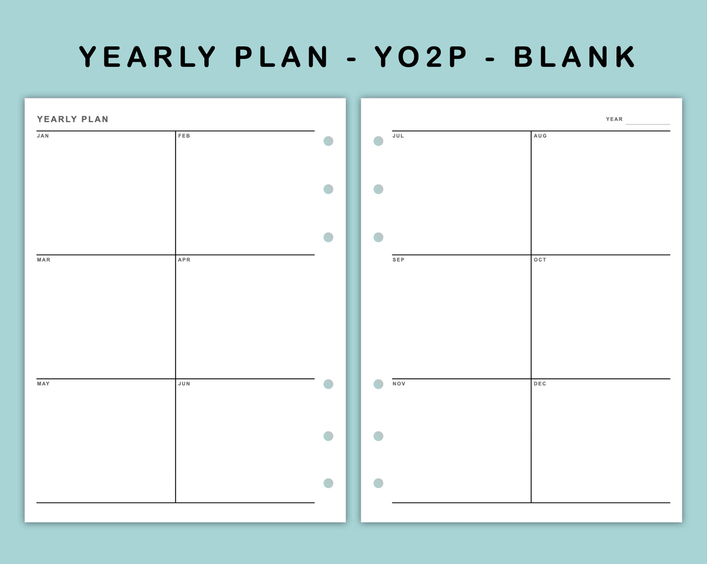 B6 Wide Inserts - Yearly Plan - YO2P - Blank