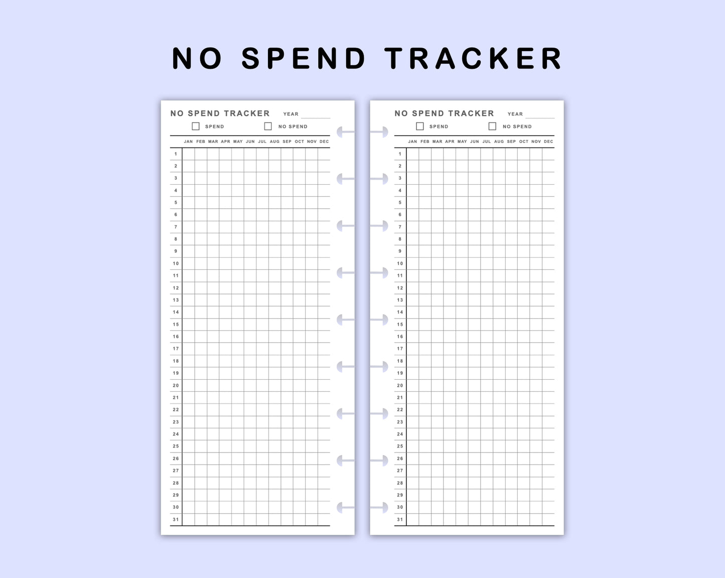 Skinny Classic HP Inserts - No Spend Tracker