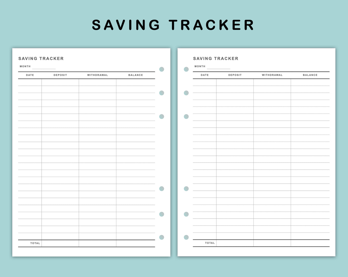 B6 Wide Inserts - Saving Tracker