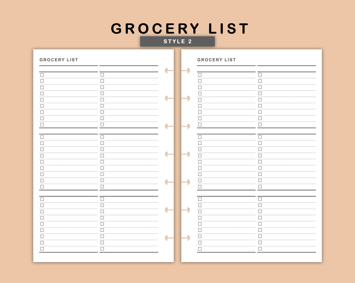 Mini Happy Planner Inserts - Grocery List