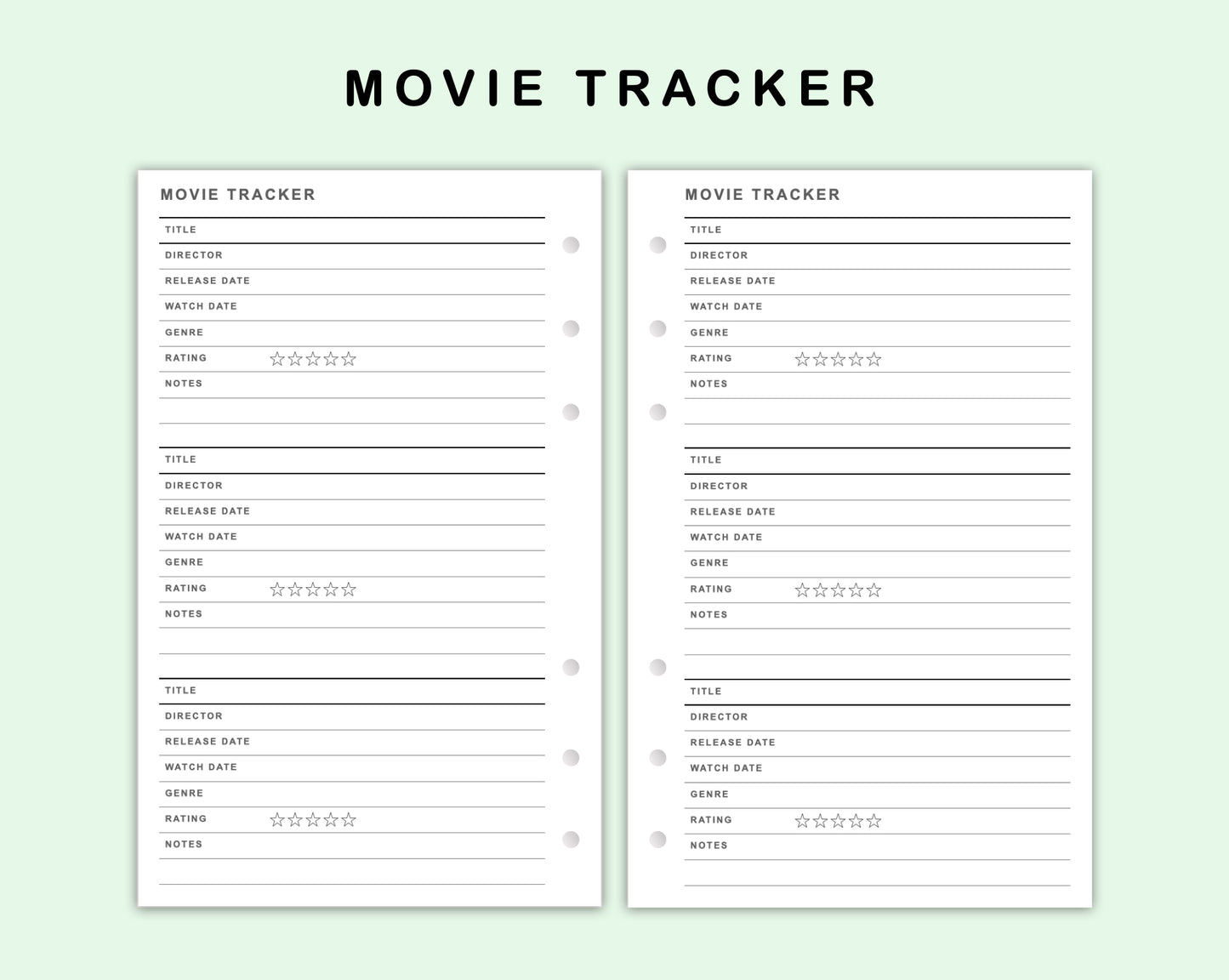 FC Compact Inserts - Movie Tracker