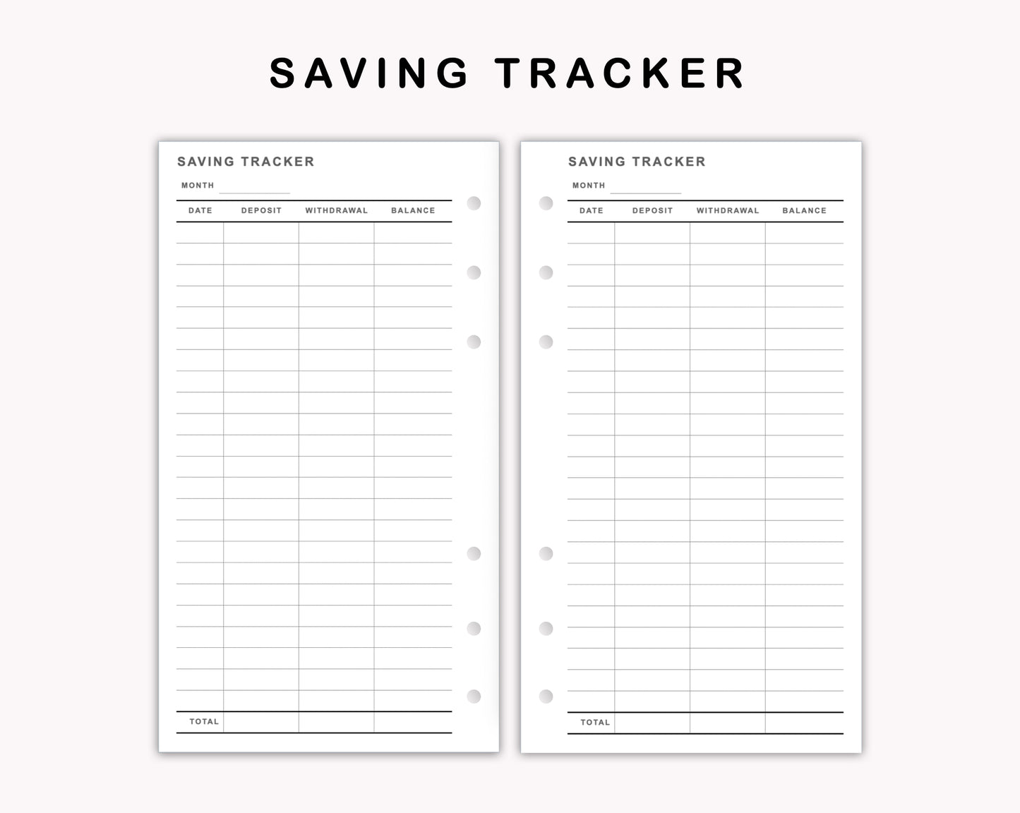 Personal Inserts - Saving Tracker