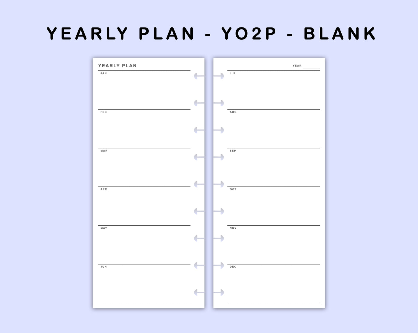 Skinny Classic HP Inserts - Yearly Plan - YO2P - Blank