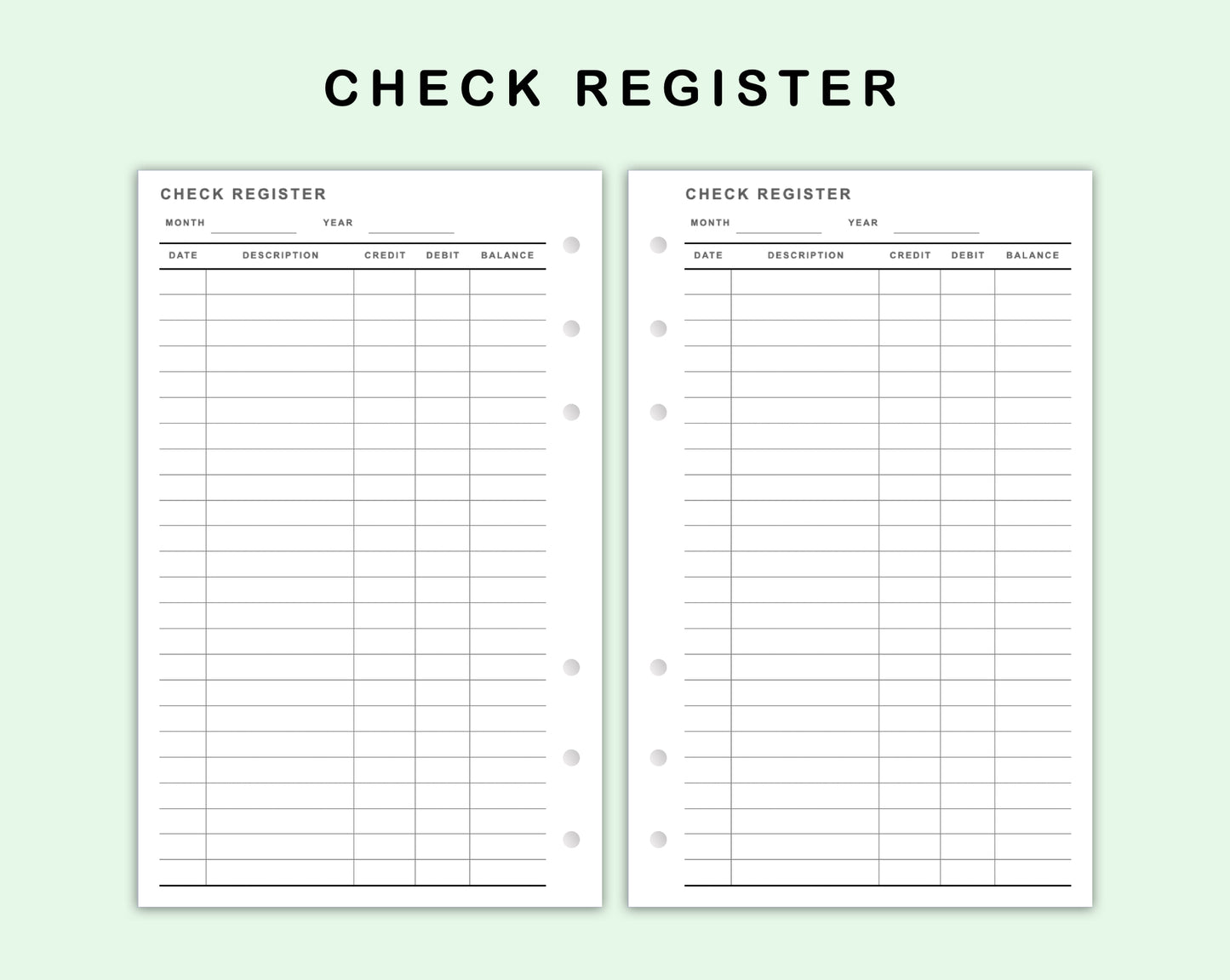 FC Compact Inserts - Check Register
