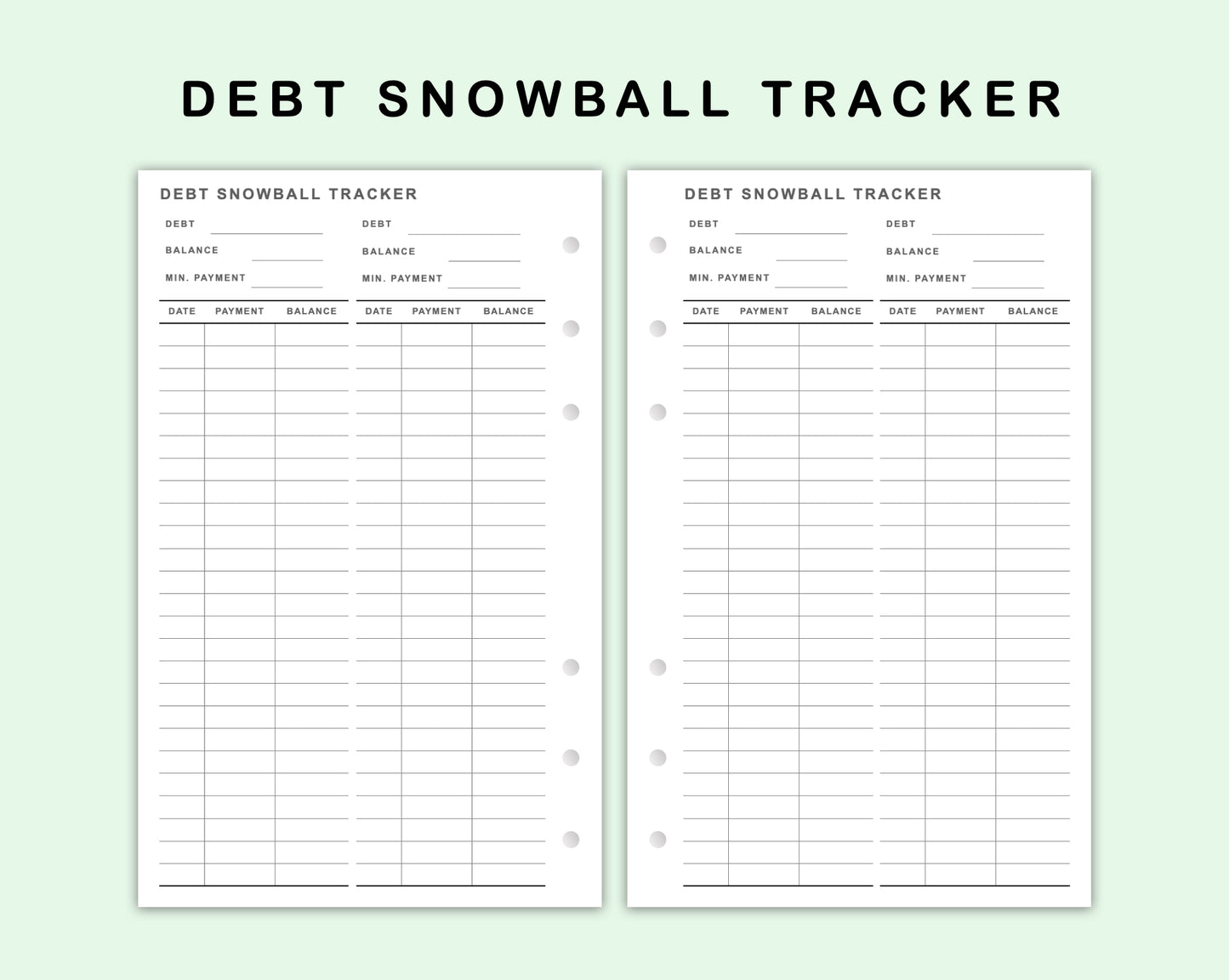 FC Compact Inserts - Debt Snowball Tracker
