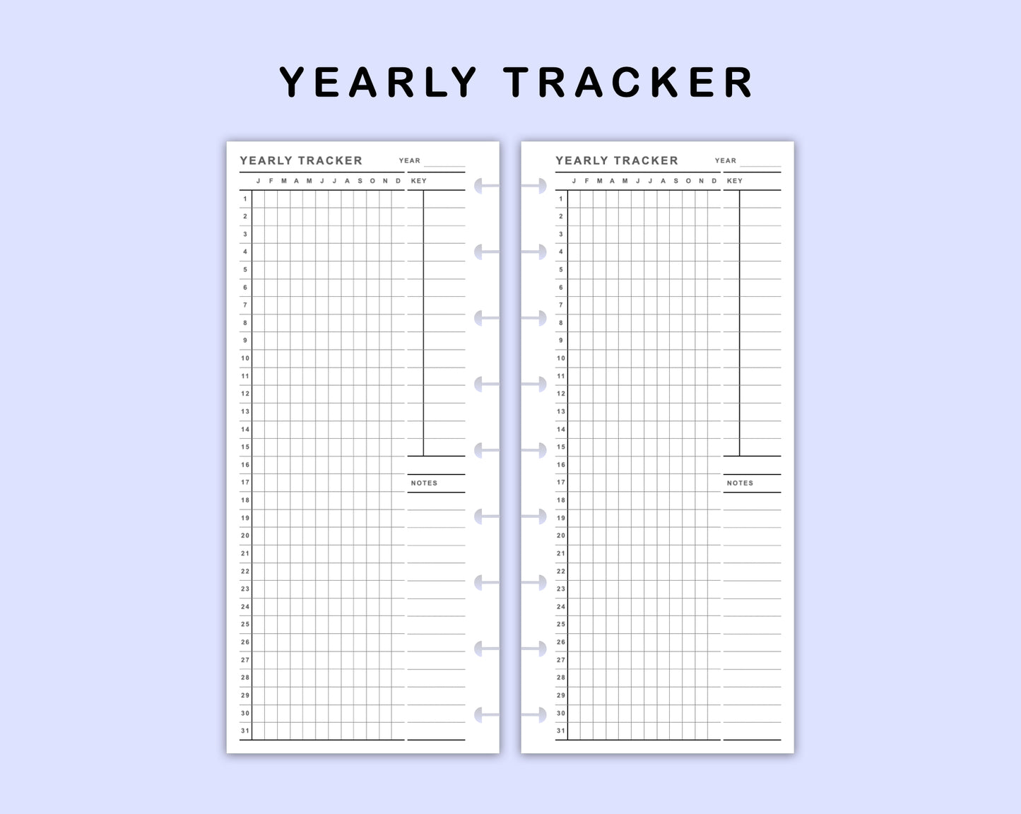 Skinny Classic HP Inserts - Yearly Tracker