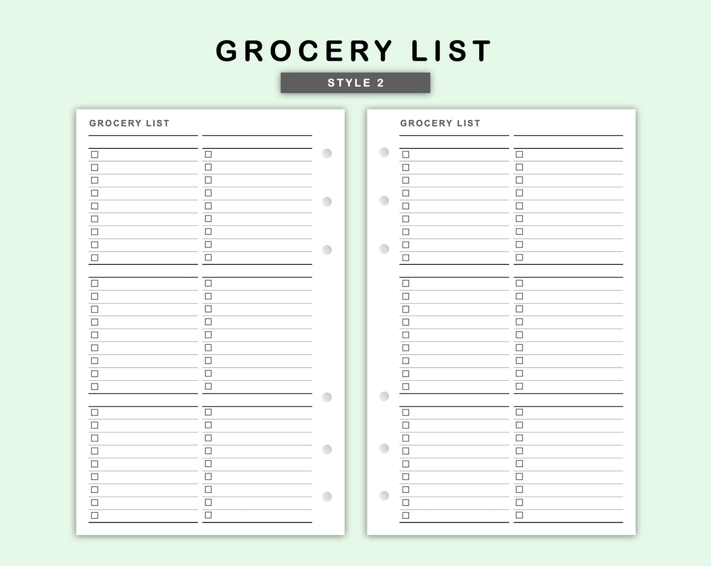 FC Compact Inserts - Grocery List