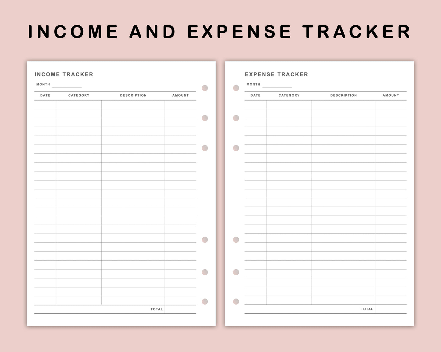B6 Inserts - Income and Expense Tracker