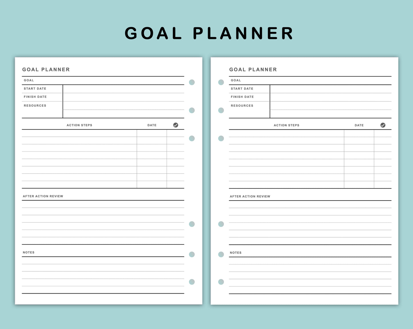 B6 Wide Inserts - Goal Planner
