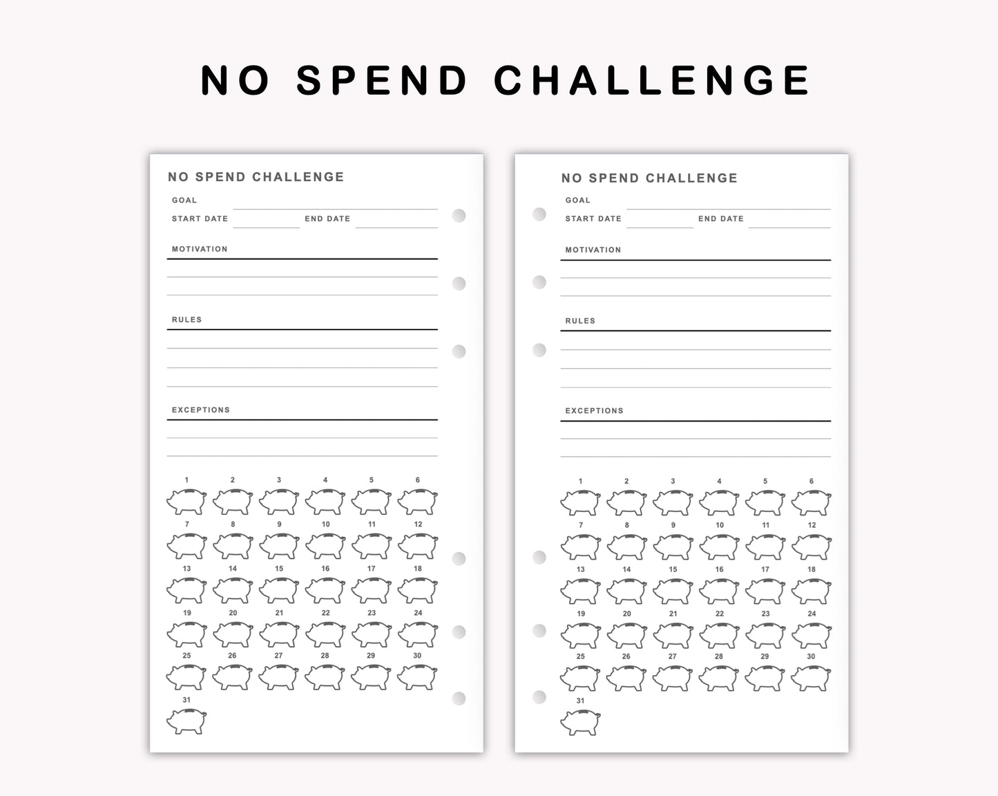 Personal Inserts - No Spend Challenge