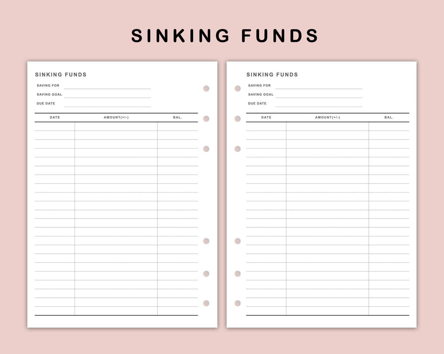 B6 Inserts - Sinking Funds
