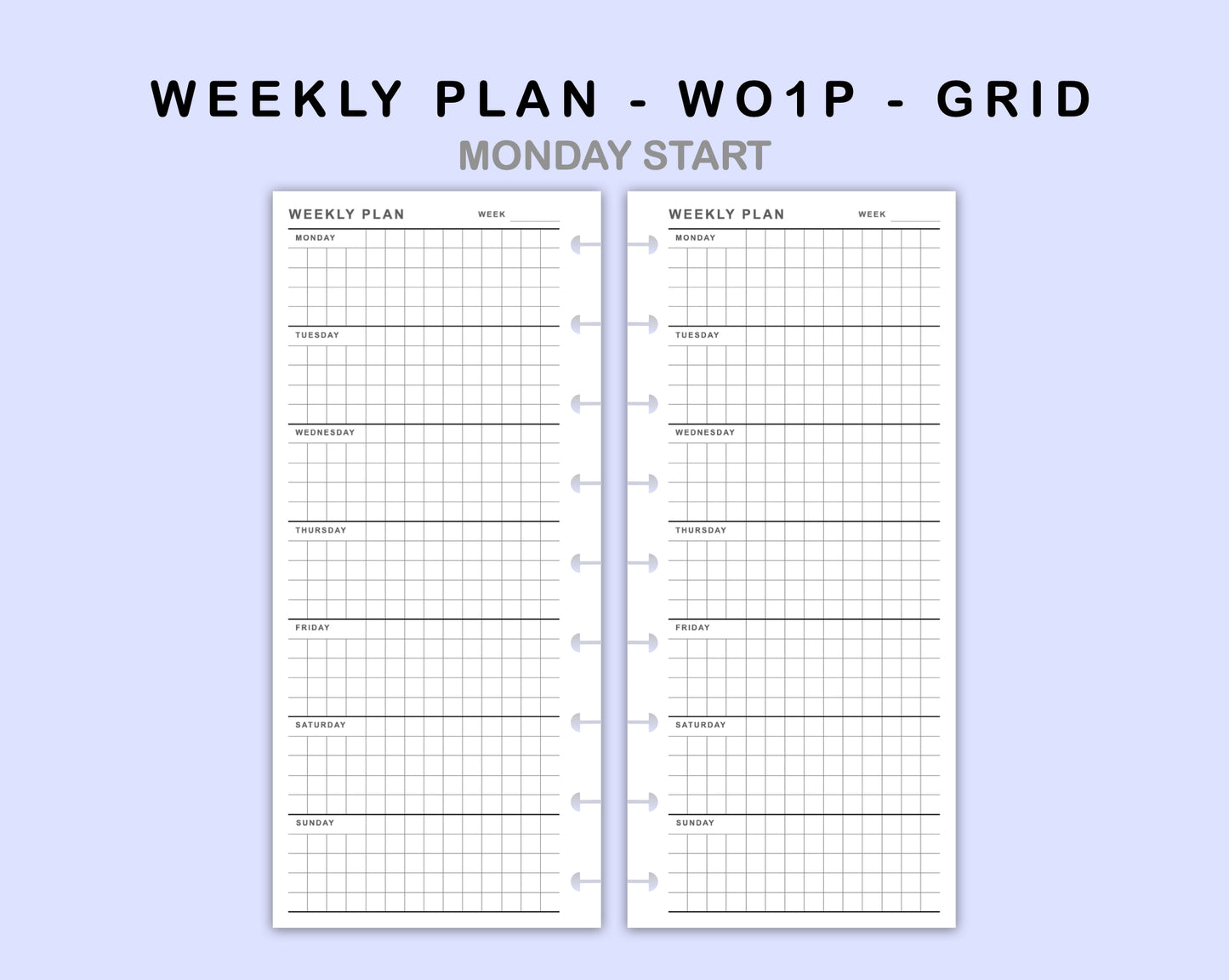 Skinny Classic HP Inserts - Weekly Plan - WO1P - Grid
