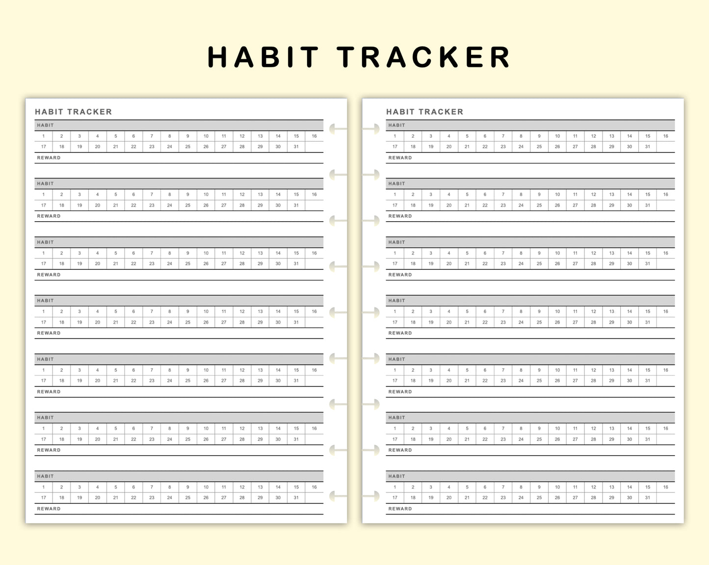 Classic HP Inserts - Habit Tracker