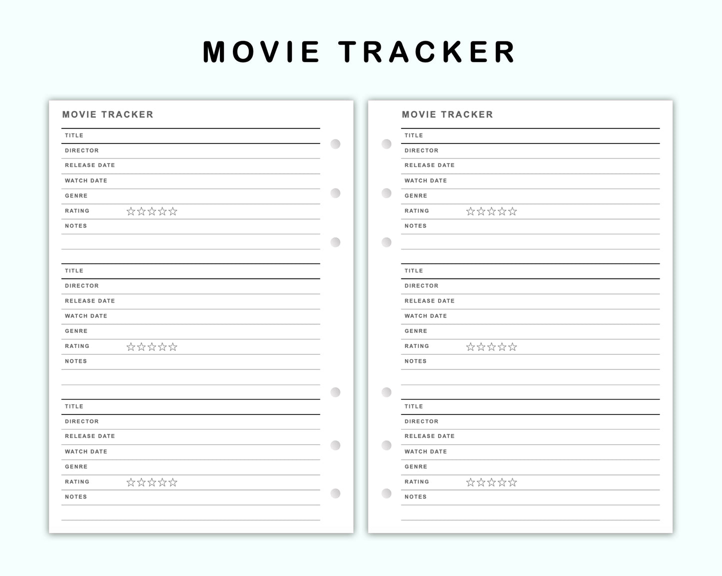 Personal Wide Inserts - Movie Tracker