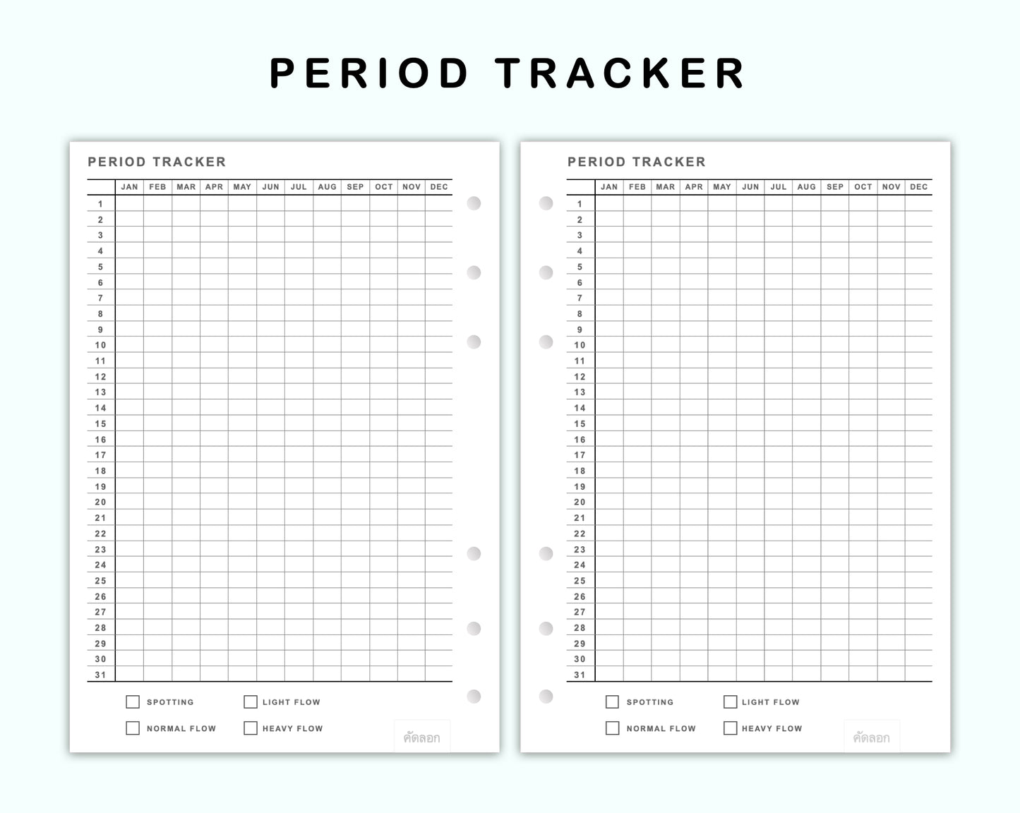 Personal Wide Inserts - Period Tracker
