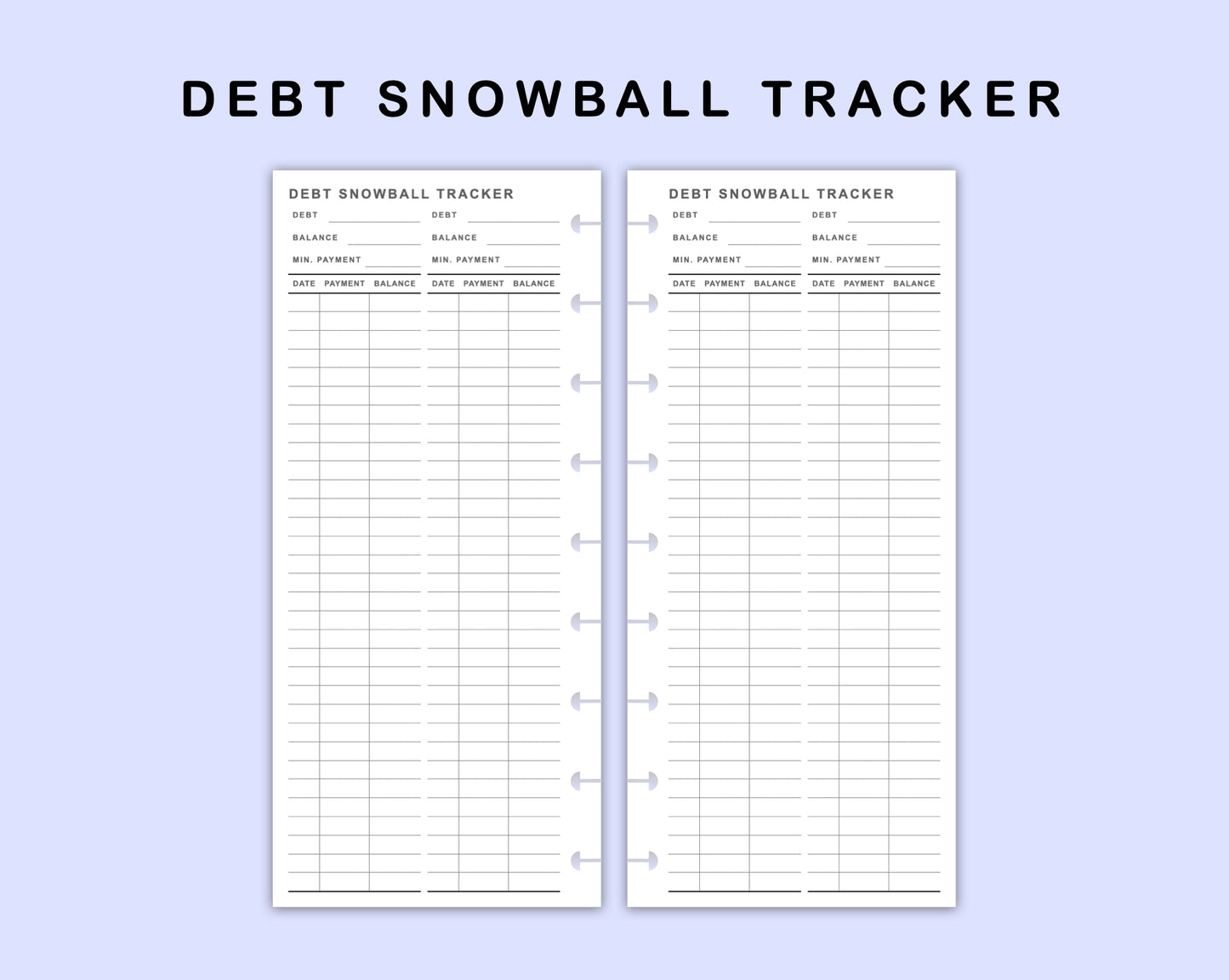 Skinny Classic HP Inserts - Debt Snowball Tracker