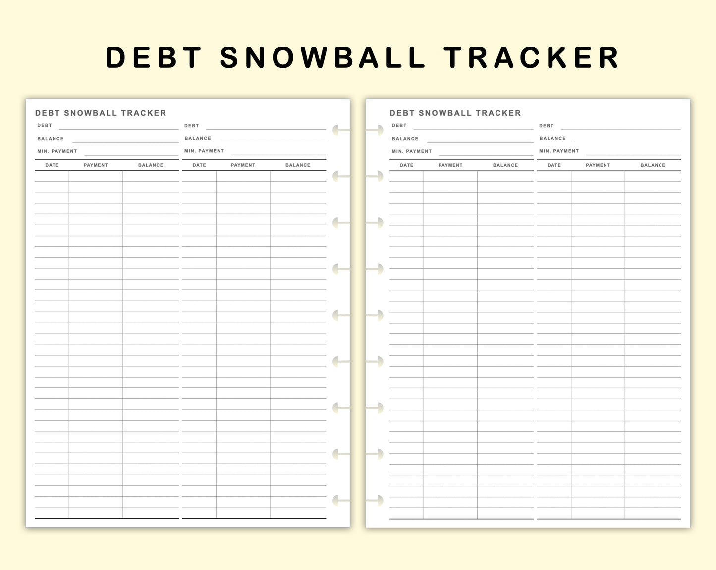 Classic HP Inserts - Debt Snowball Tracker