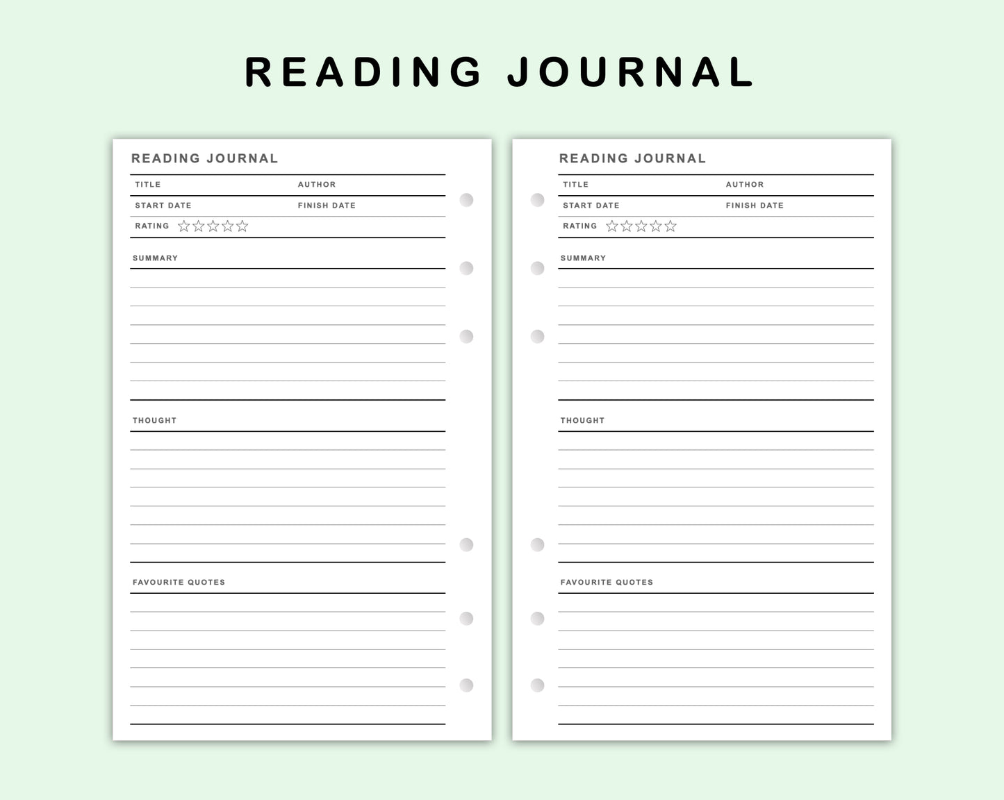 FC Compact Inserts - Reading Journal