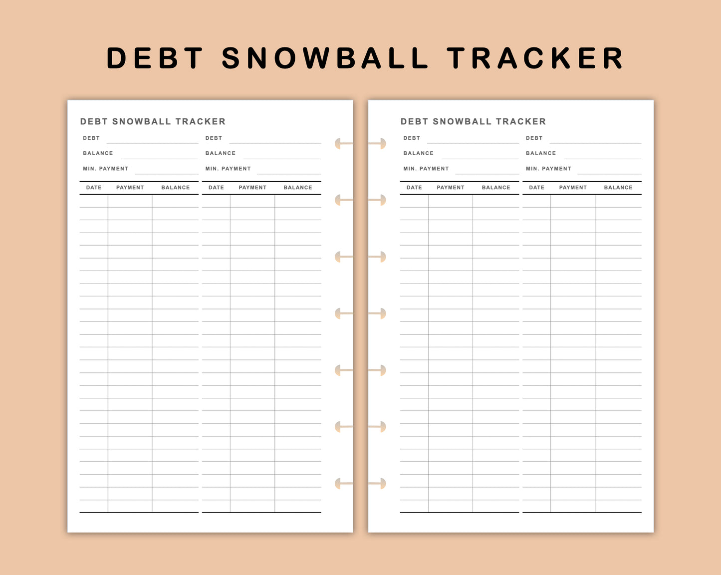 Mini Happy Planner Inserts - Debt Snowball Tracker