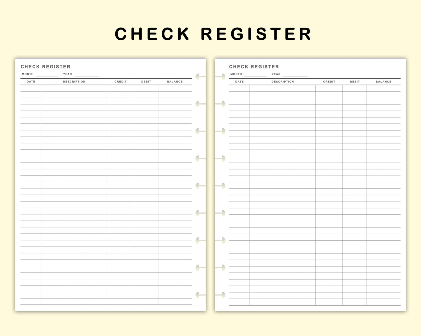 Classic HP Inserts - Check Register