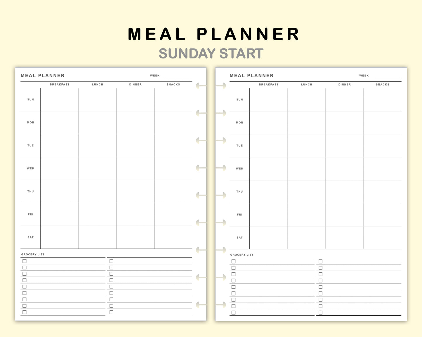 Classic HP Inserts - Meal Planner with Grocery List