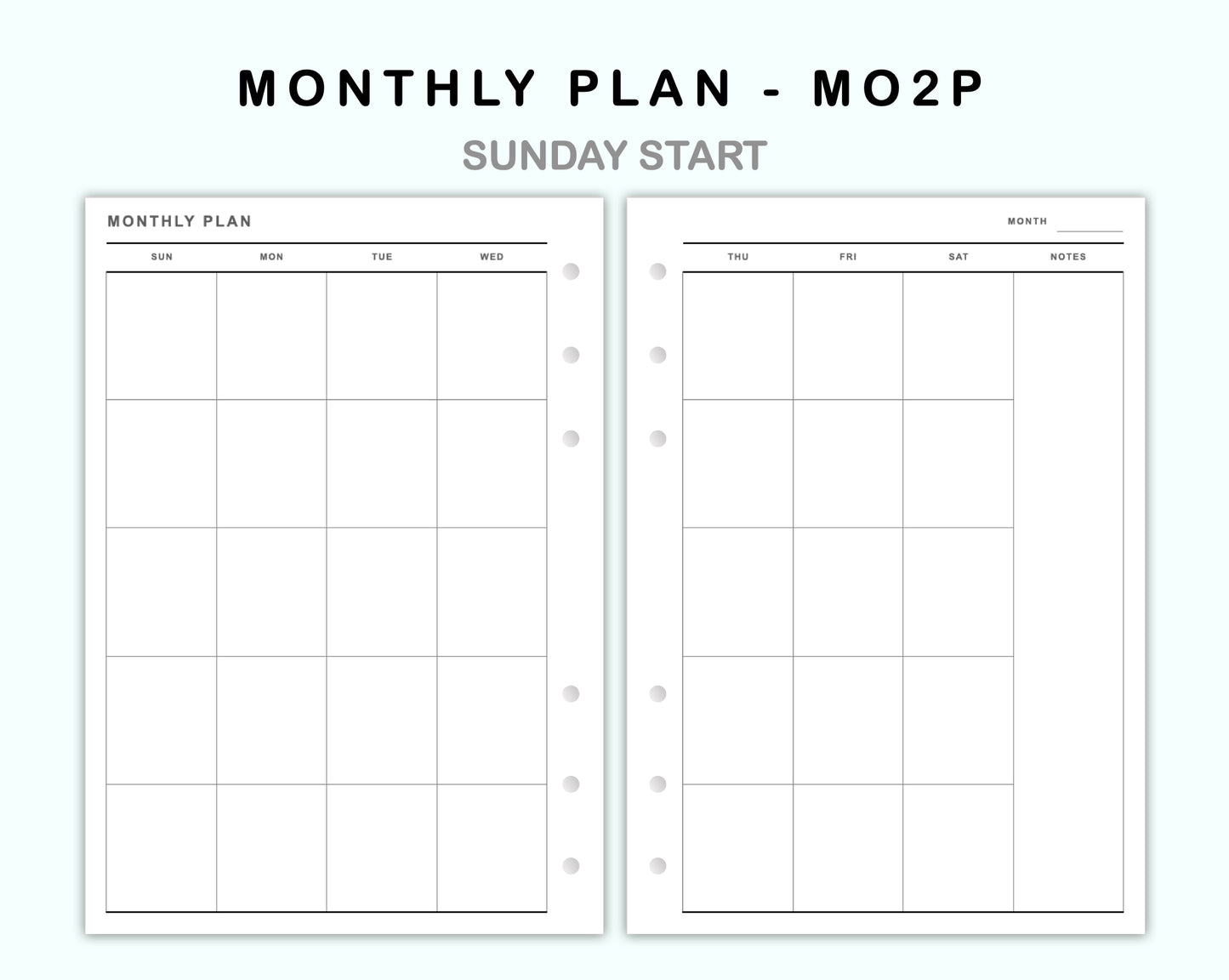 Personal Wide Inserts - Monthly Plan - MO2P