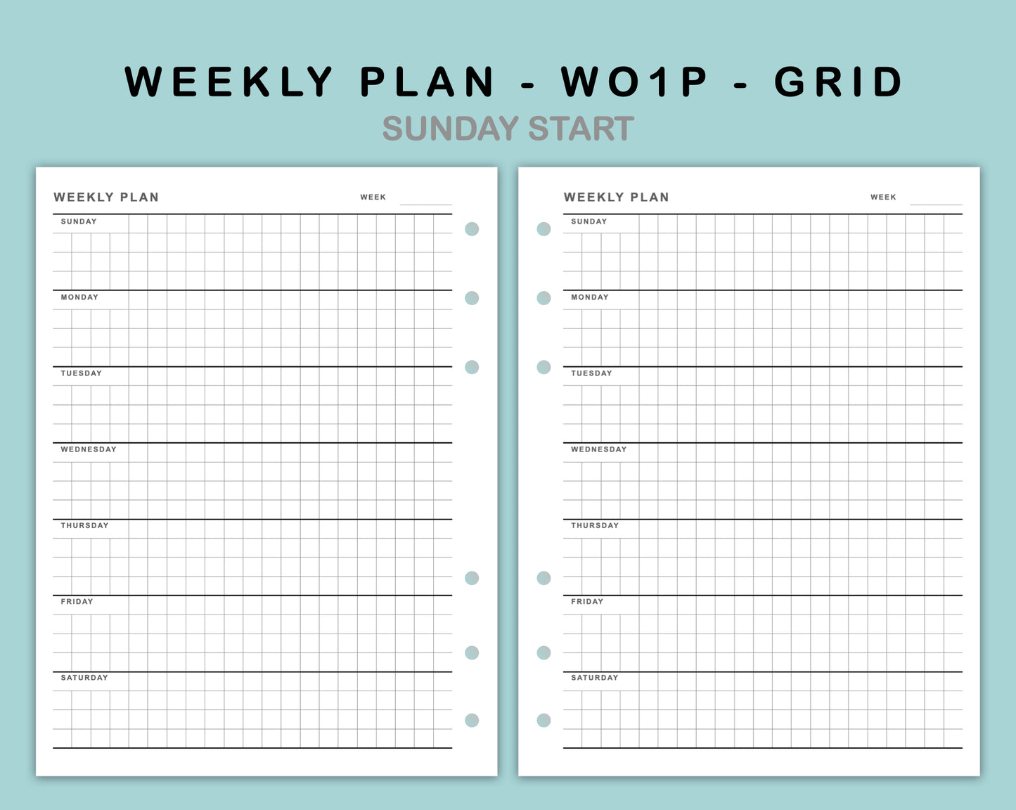 B6 Wide Inserts - Weekly Plan - WO1P - Grid