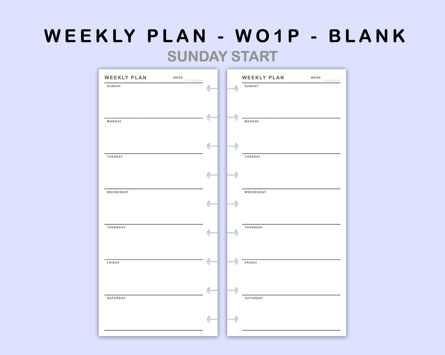 Skinny Classic HP Inserts - Weekly Plan - WO1P - Blank