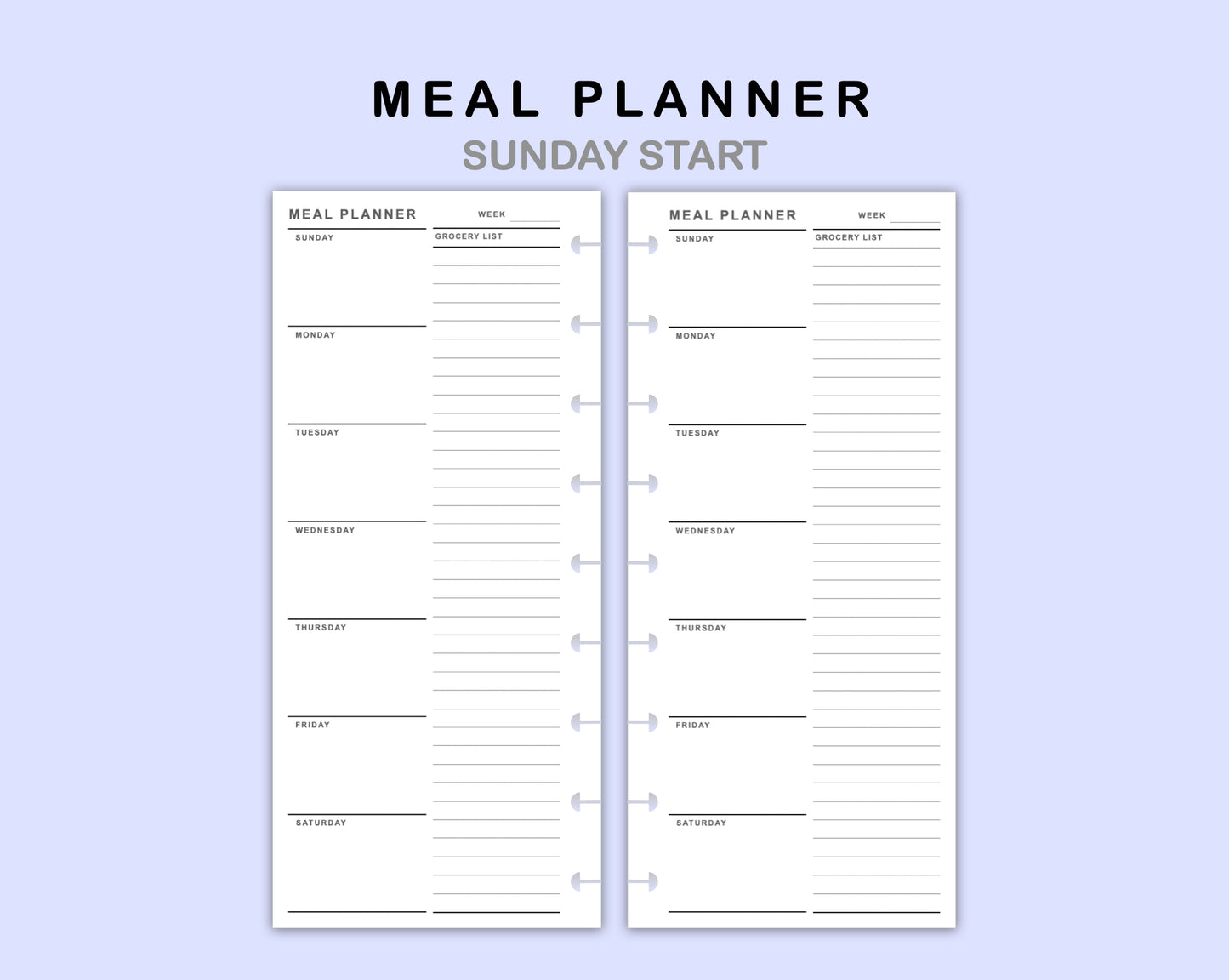 Skinny Classic HP Inserts - Meal Planner with Grocery List