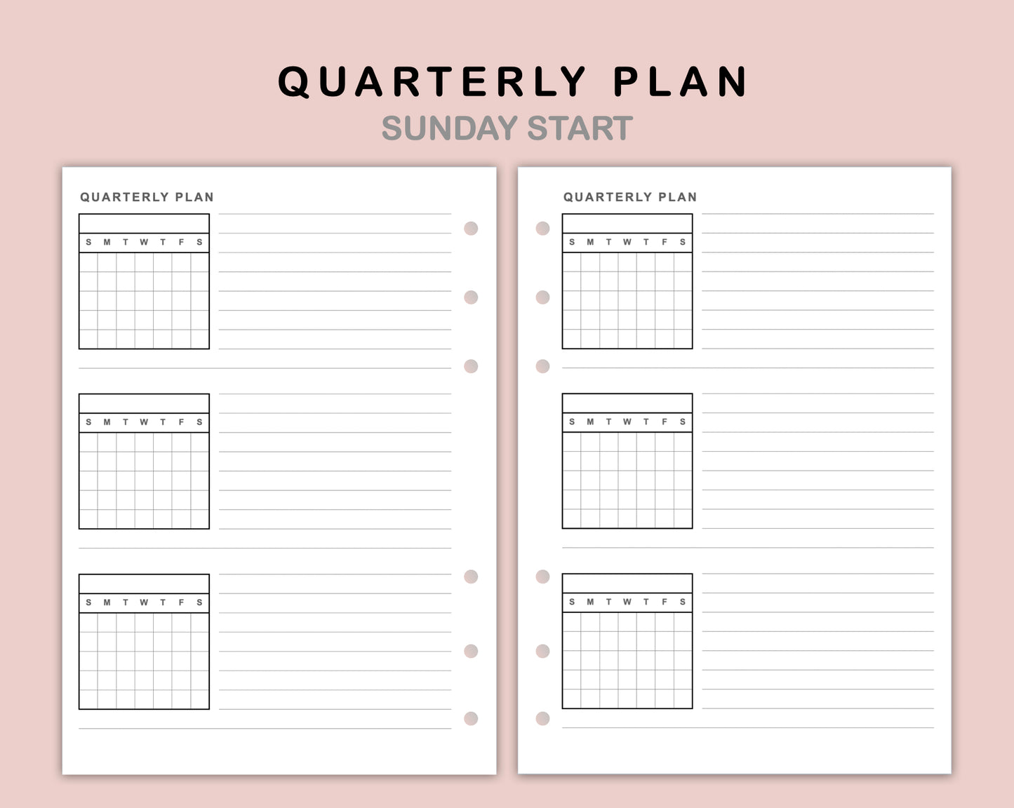 B6 Inserts - Quarterly Plan with Calendar