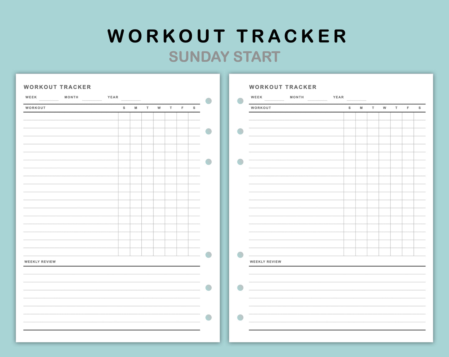 B6 Wide Inserts - Workout Tracker