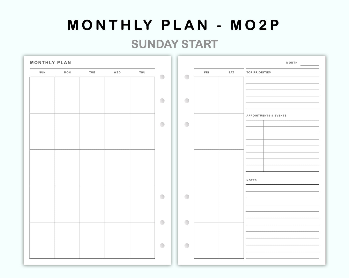 Personal Wide Inserts - Monthly Plan - MO2P - with Top Priority
