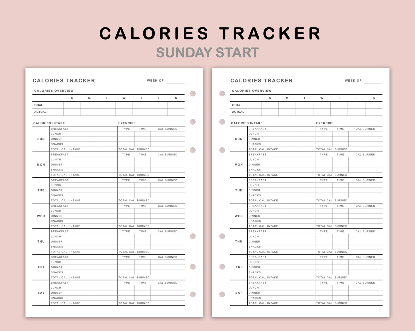 B6 Inserts - Calories Tracker